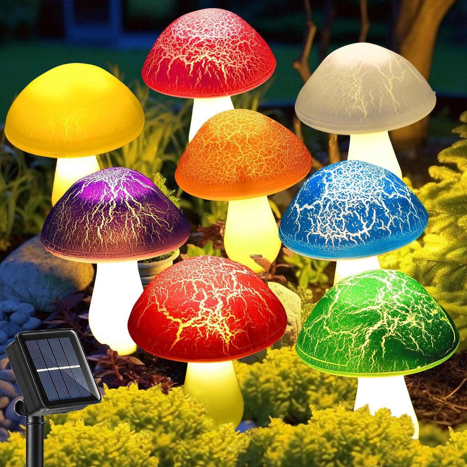 Kit di luci solari da giardino — funghi luminosi decorativi