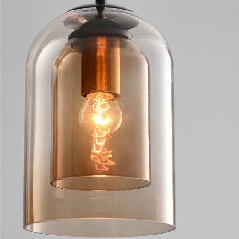 Taklampa i vintageglas - dubbel metallfinish