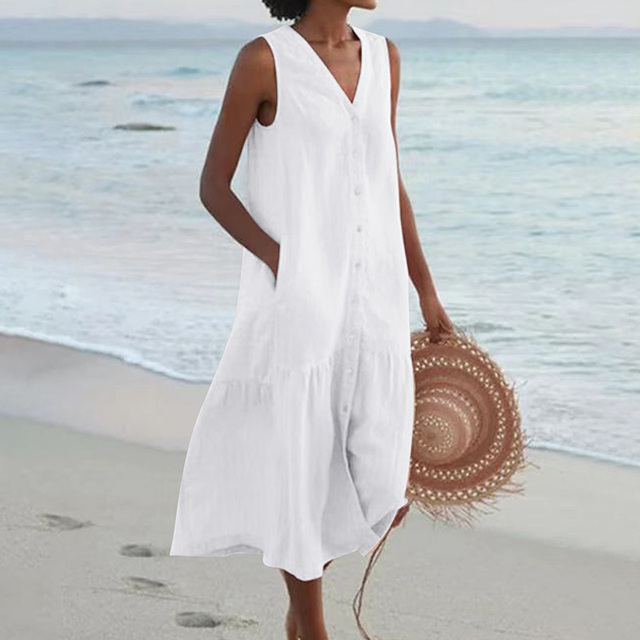 Sandrine | Lichte Zomerjurk – Elegant en V-hals
