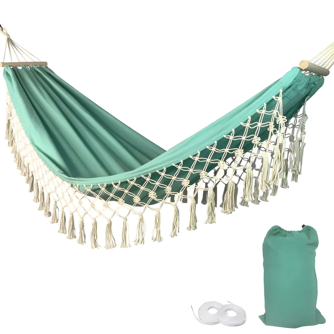 Hamac Exterior Bohémian – Relaxare Stilată și Ambianță Calmă