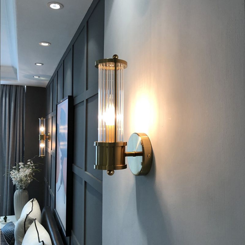 Moderní válcové nástěnné svítidlo - Style Moderne Doré En Métal Et Verre