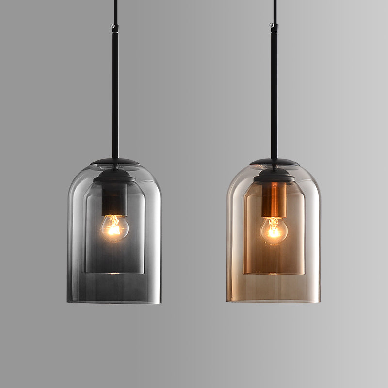 Taklampa i vintageglas - dubbel metallfinish