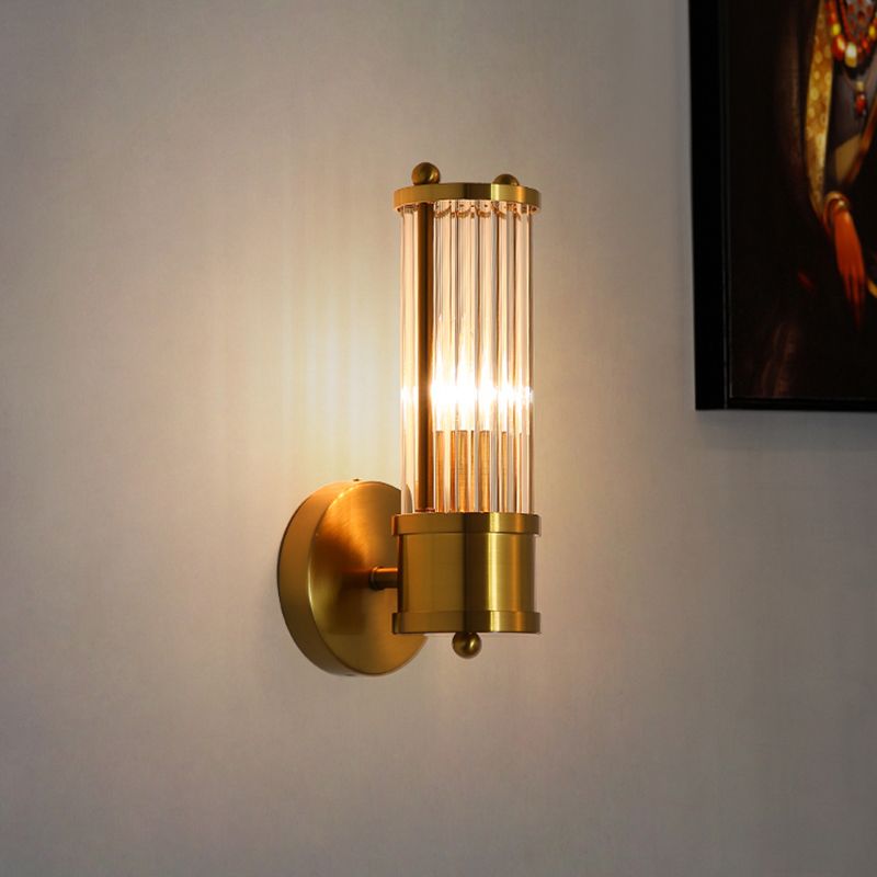 Moderní válcové nástěnné svítidlo - Style Moderne Doré En Métal Et Verre