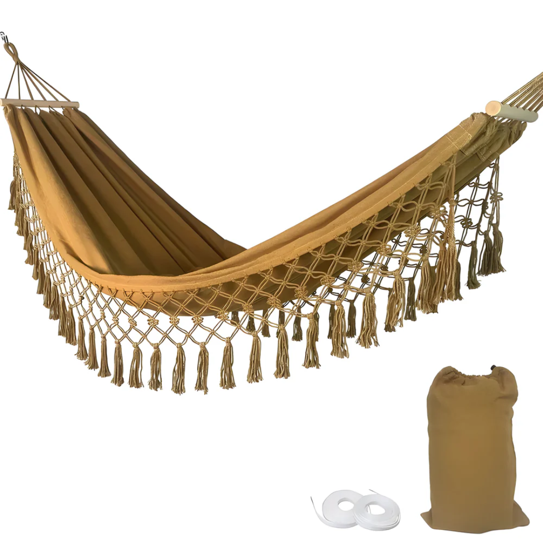 Hamac Exterior Bohémian – Relaxare Stilată și Ambianță Calmă