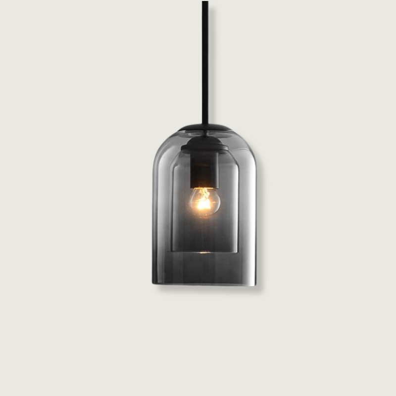 Taklampa i vintageglas - dubbel metallfinish
