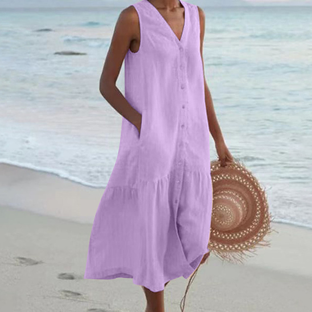 Sandrine | Lichte Zomerjurk – Elegant en V-hals 