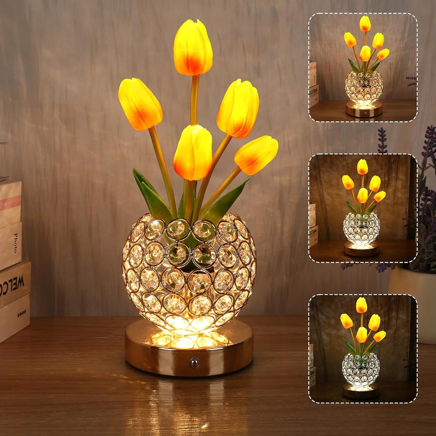 Tischlampe mit Touch-Funktion – Eleganter kristalliner Glanz 