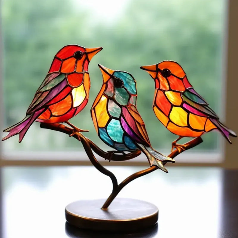 Decoratief Ornament – Vogels Geplaatst Op Een Tak 