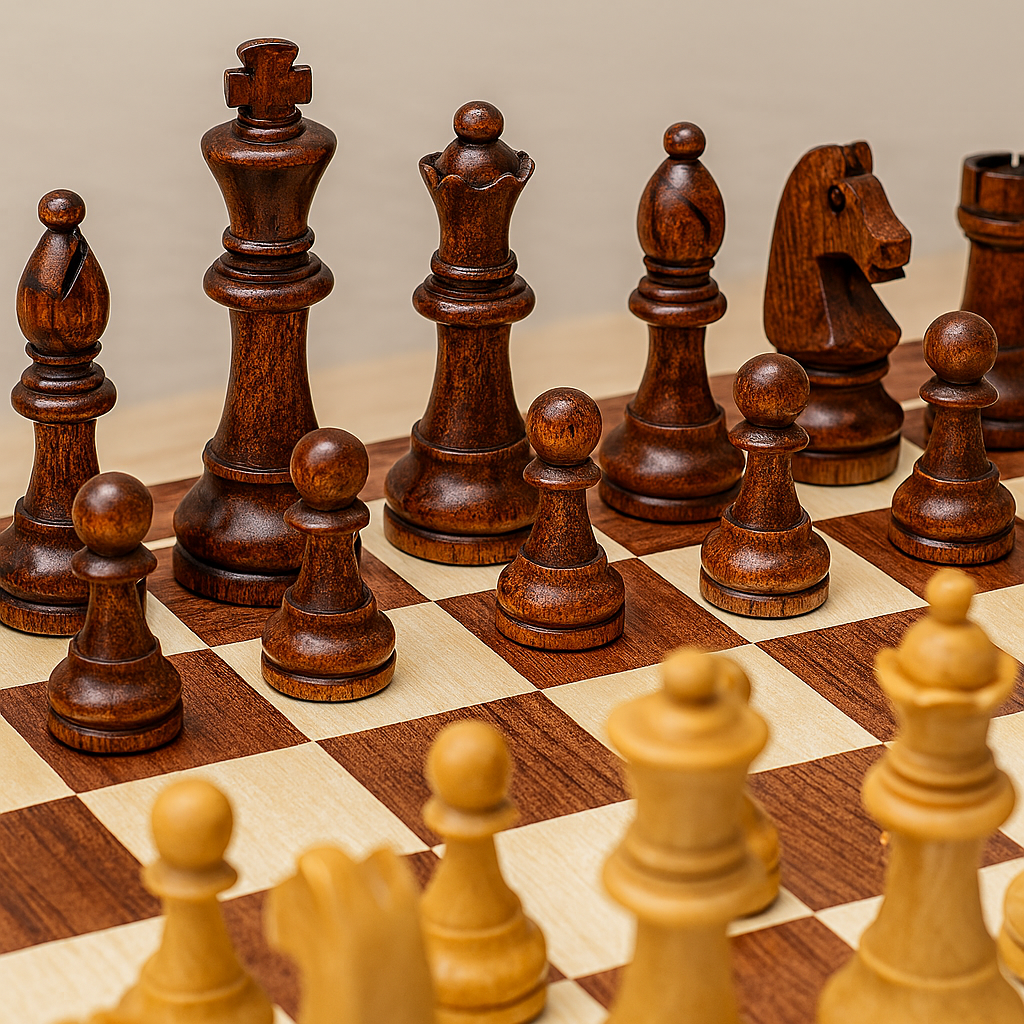 Klassiskt Schackspel – Hantverk Vård Och Distinkt Estetik 
