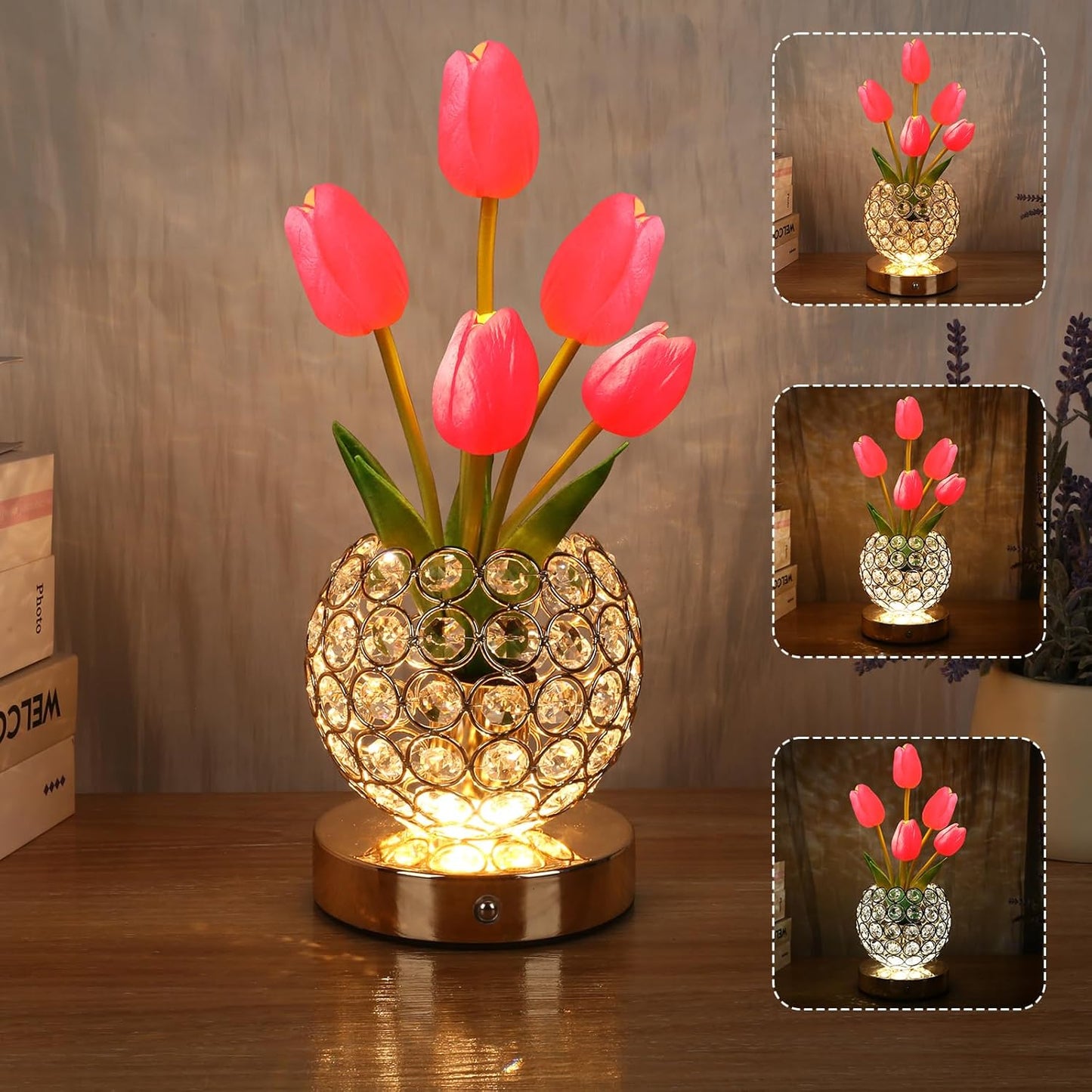 Tischlampe mit Touch-Funktion – Eleganter kristalliner Glanz 