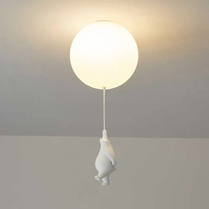 Lampa sufitowa dla dzieci — zawieszone misie na świecących balonach 