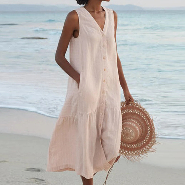 Sandrine | Lichte Zomerjurk – Elegant en V-hals 