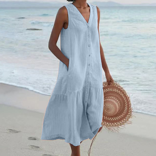 Sandrine | Lichte Zomerjurk – Elegant en V-hals 
