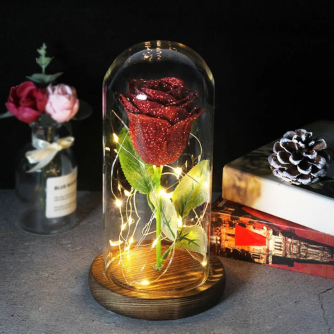 Ewige Bloem Onder LED Koepel – Poetische En Verlichte Charme 