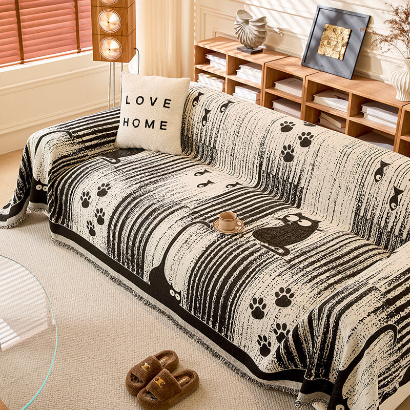 Non-slip Sofa Cover with Paw Print Pattern – Protection and Comfort 