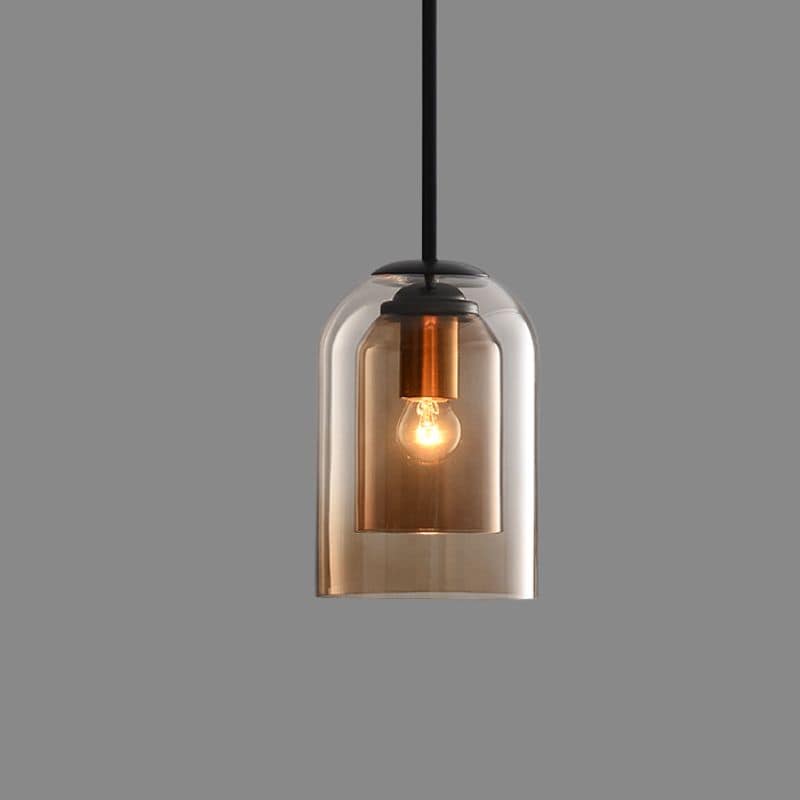 Taklampa i vintageglas - dubbel metallfinish