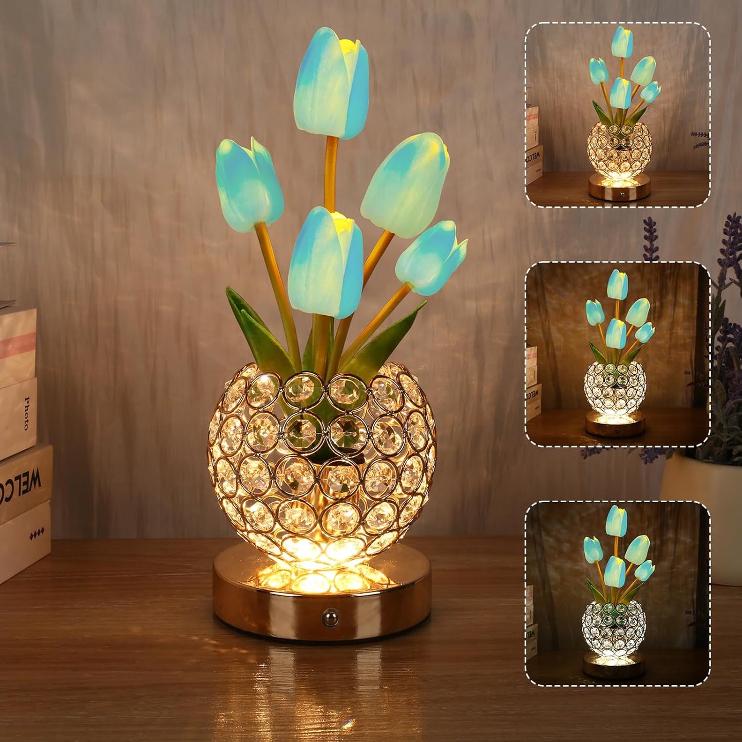 Tischlampe mit Touch-Funktion – Eleganter kristalliner Glanz 