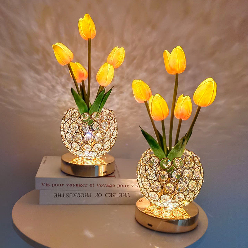 Tischlampe mit Touch-Funktion – Eleganter kristalliner Glanz 