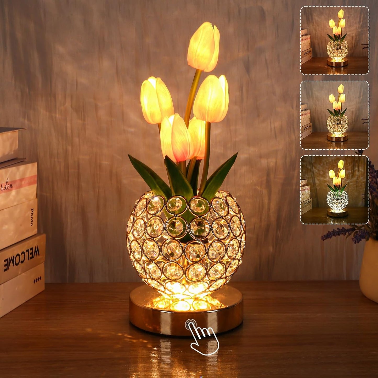 Tischlampe mit Touch-Funktion – Eleganter kristalliner Glanz 