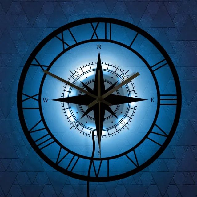 Ceas de perete busolă nautică – Detaliu decorativ elegant și funcțional 