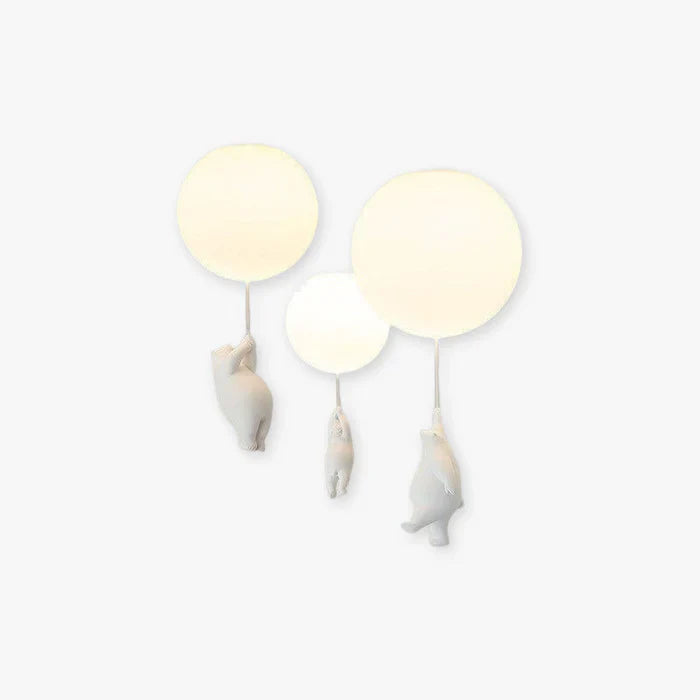 Lampa sufitowa dla dzieci — zawieszone misie na świecących balonach 