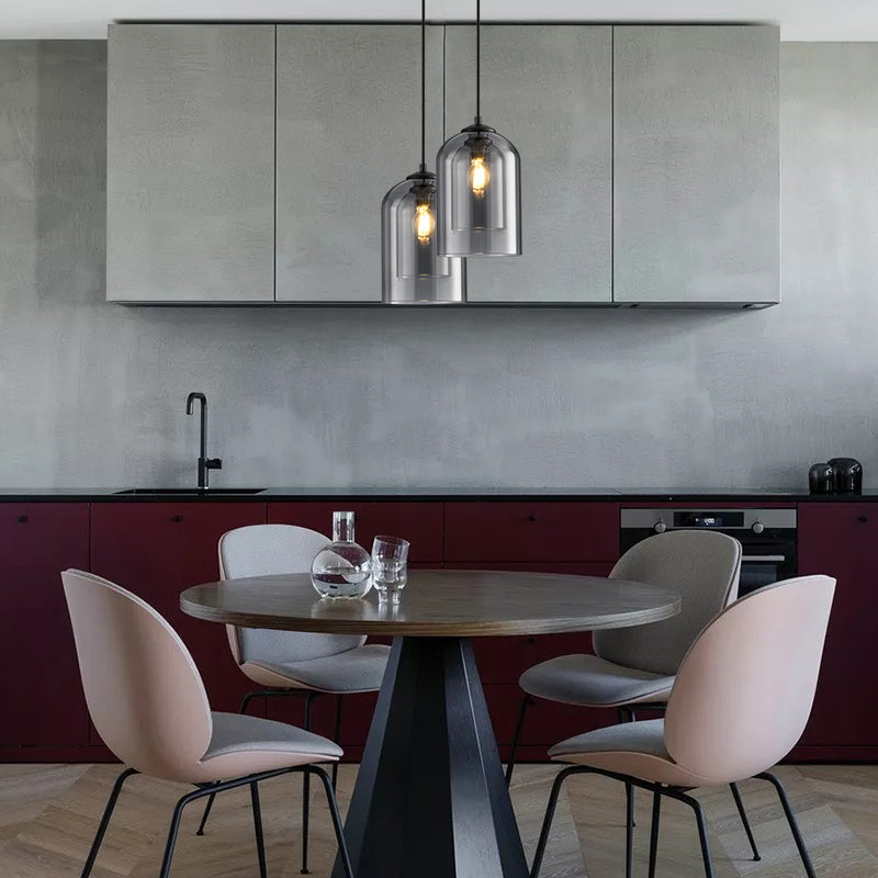 Taklampa i vintageglas - dubbel metallfinish